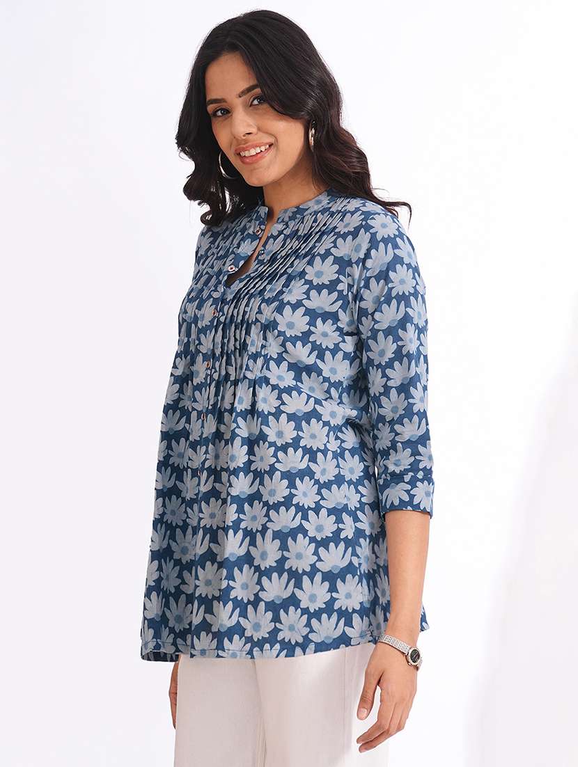 women printed three quarter sleeve a-line kurti - 22240430 -  Standard Image - 1