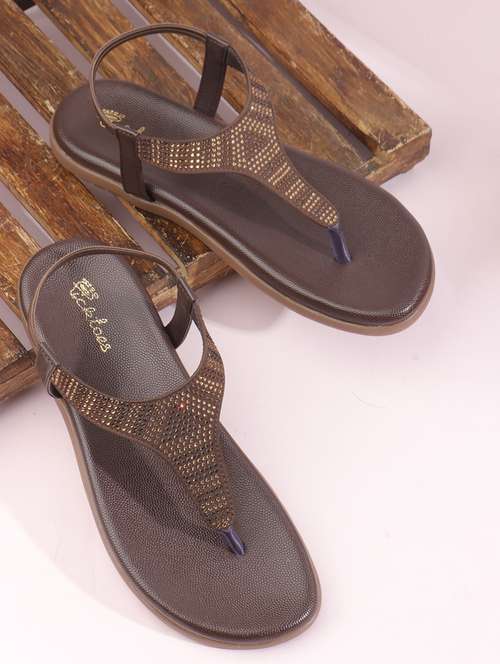 women t-strap embellished flat sandal - 22240499 -  Standard Image - 0