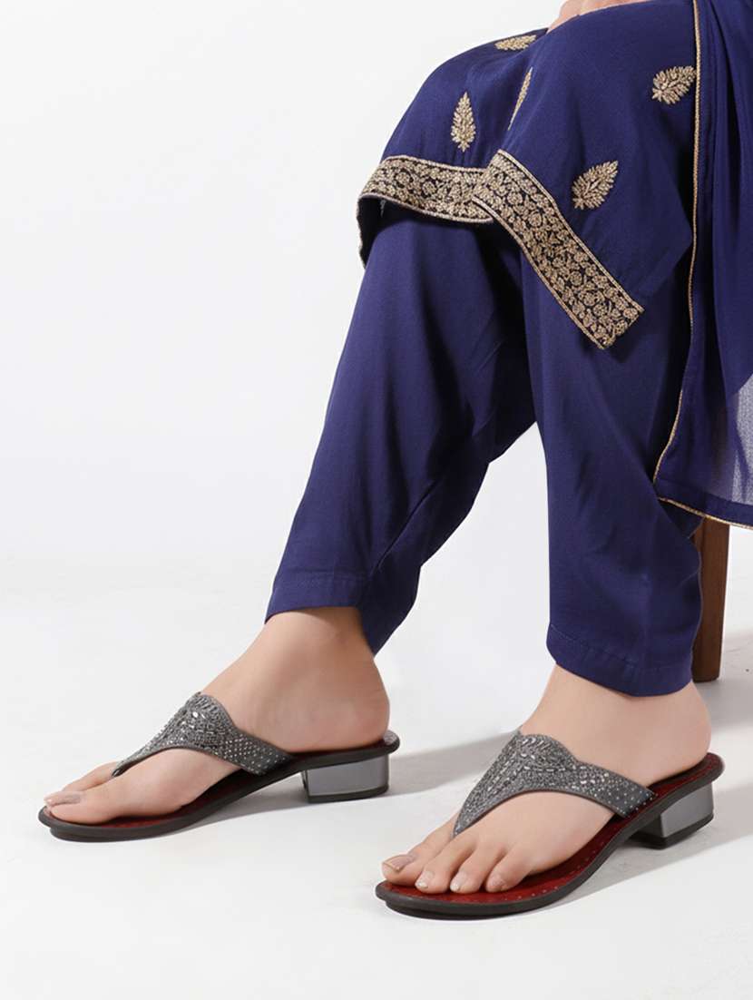 women embellished slip on sandal - 22240503 -  Standard Image - 1