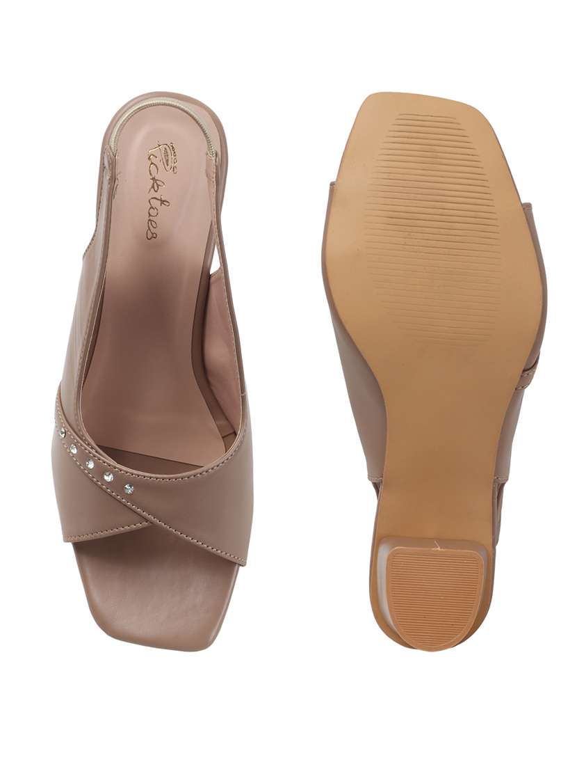 women solid back strap block heel sandal - 22240504 -  Standard Image - 4