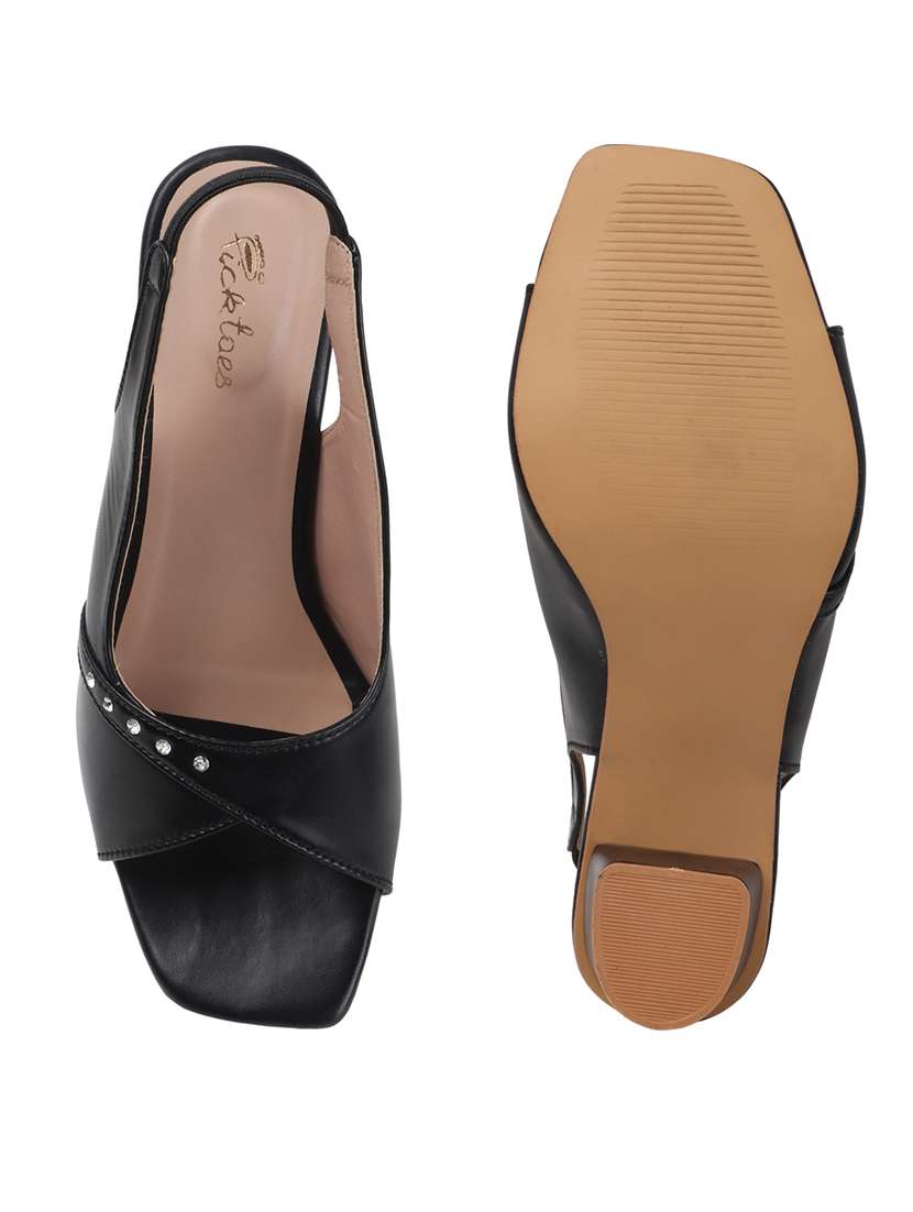 women solid back strap block heel sandal - 22240505 -  Standard Image - 4