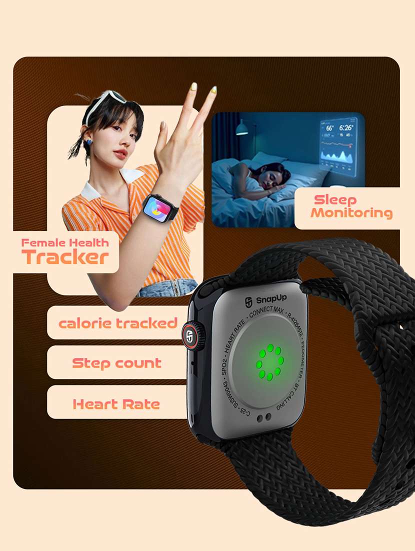 snapup connect max bluetooth calling smart watch (electric black) - 22240511 -  Standard Image - 1