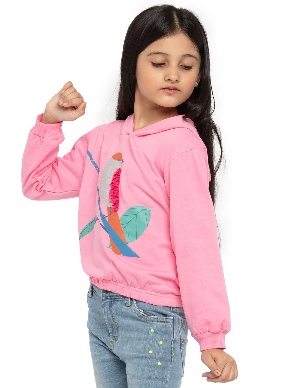girls printed long sleeve hooded sweatshirt - 22240520 -  Standard Image - 1