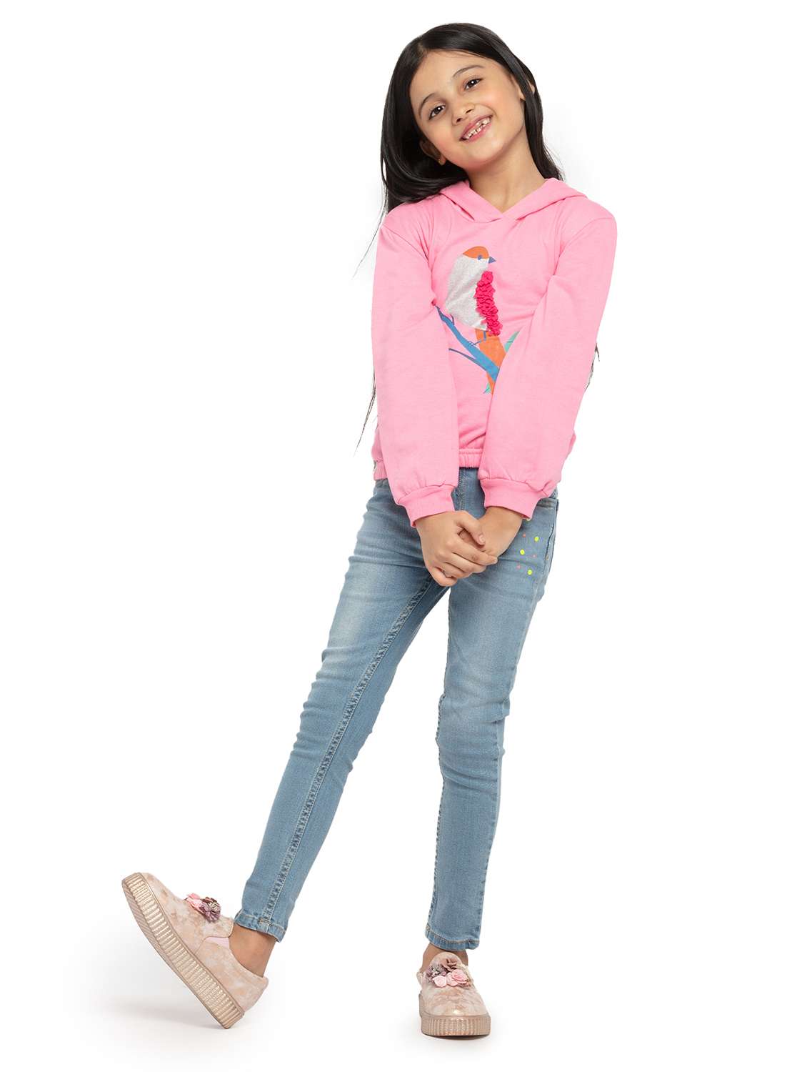 girls printed long sleeve hooded sweatshirt - 22240520 -  Standard Image - 4
