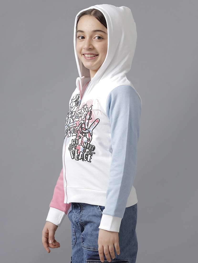 girls color blocked long sleeve hooded sweatshirt - 22240526 -  Standard Image - 1
