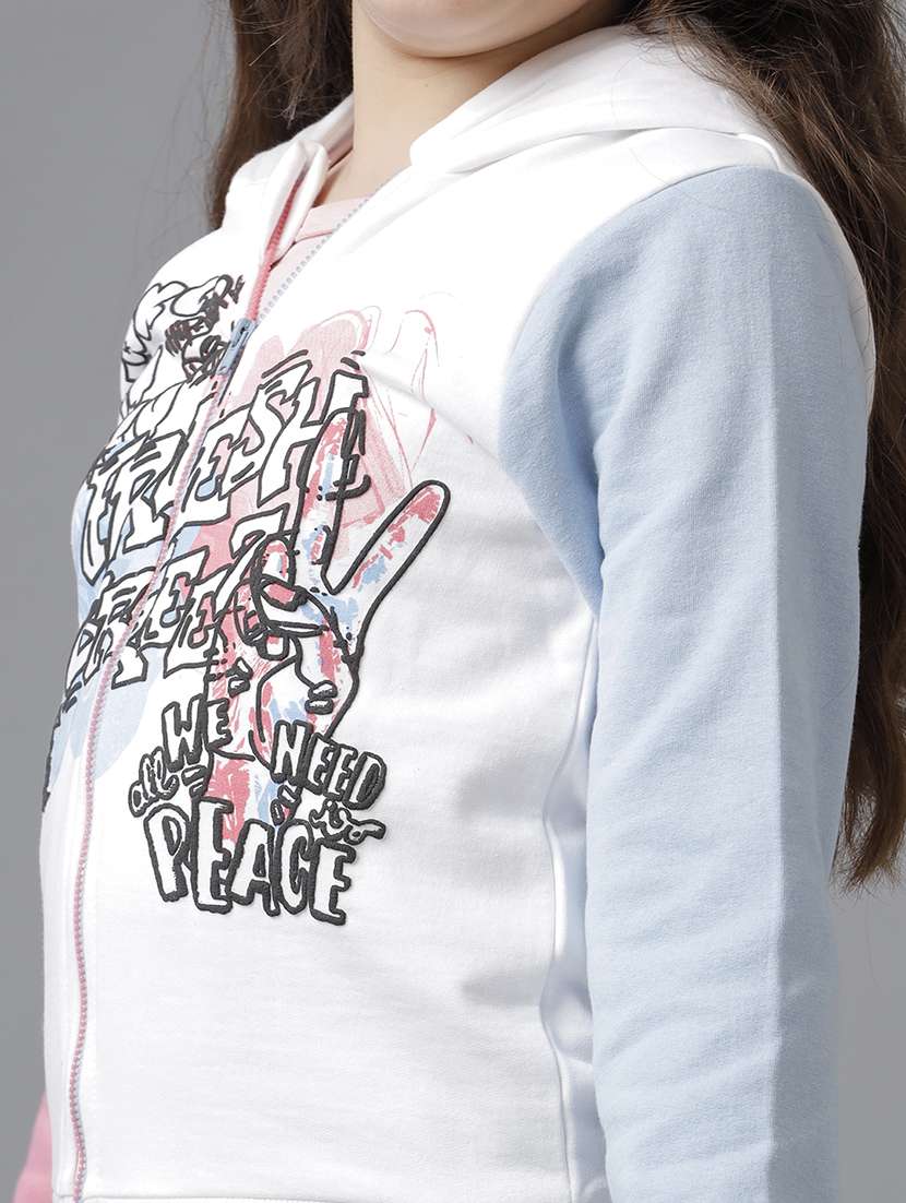 girls color blocked long sleeve hooded sweatshirt - 22240526 -  Standard Image - 4