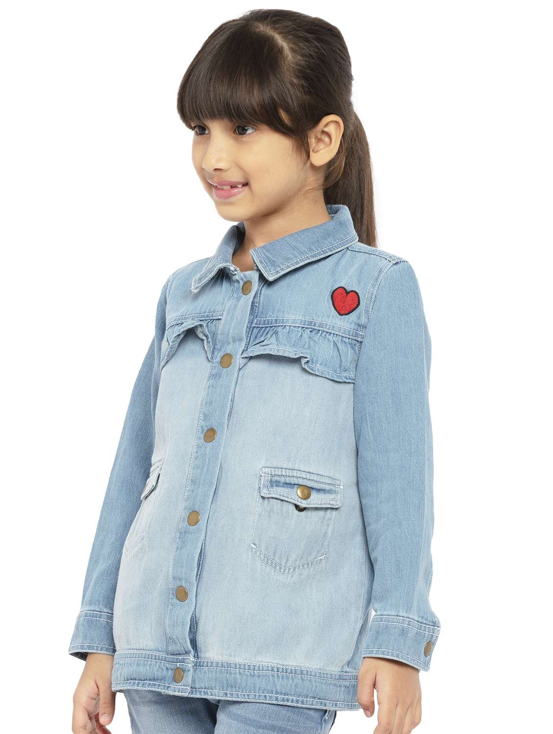 girls long sleeve regular denim jacket - 22240556 -  Standard Image - 1