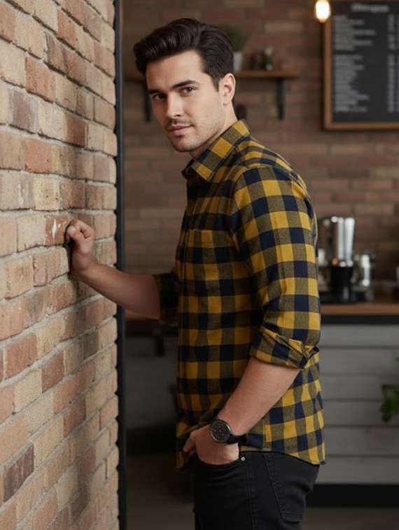 men checkered long sleeve regular fit shacket - 22240631 -  Standard Image - 1