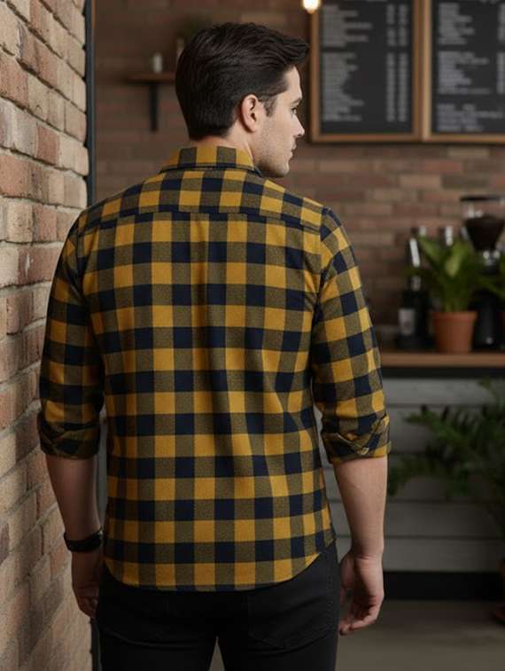 men checkered long sleeve regular fit shacket - 22240631 -  Standard Image - 4