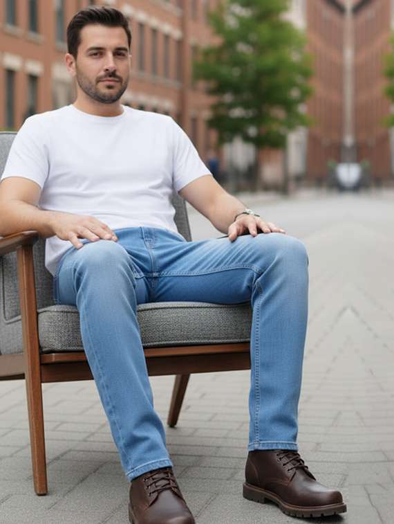 men washed mid rise slim fit jeans - 22240634 -  Standard Image - 4