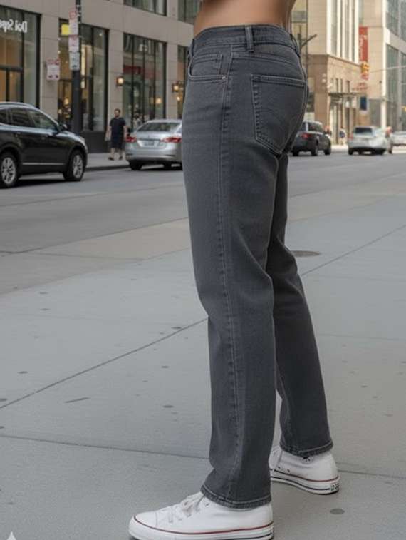 men washed mid rise straight fit jeans - 22240635 -  Standard Image - 1