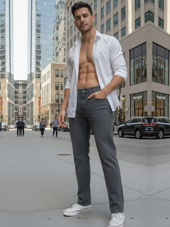 men washed mid rise straight fit jeans - 22240635 -  Standard Image - 4