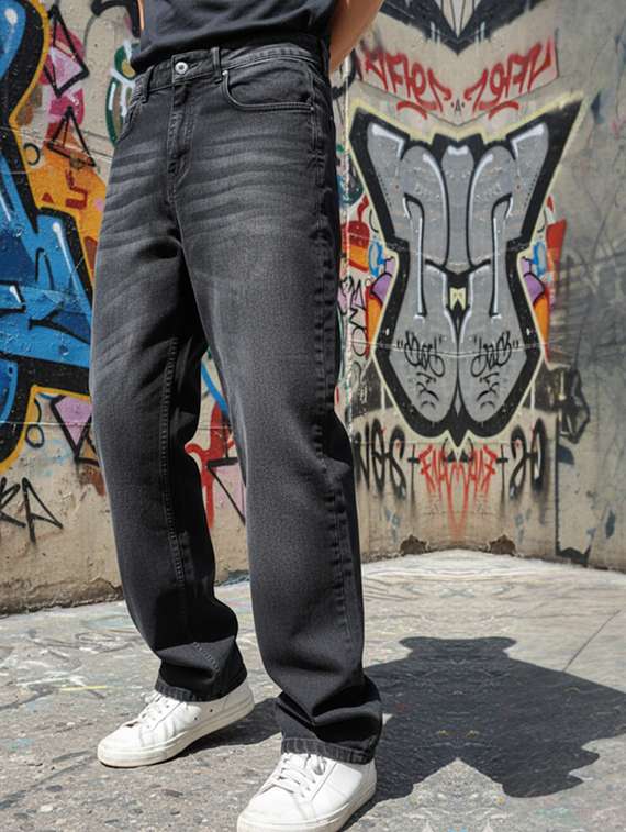 men washed mid rise relaxed fit jeans - 22240636 -  Standard Image - 1