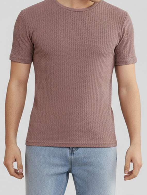 men self design short sleeve slim fit t-shirt - 22240643 -  Standard Image - 4