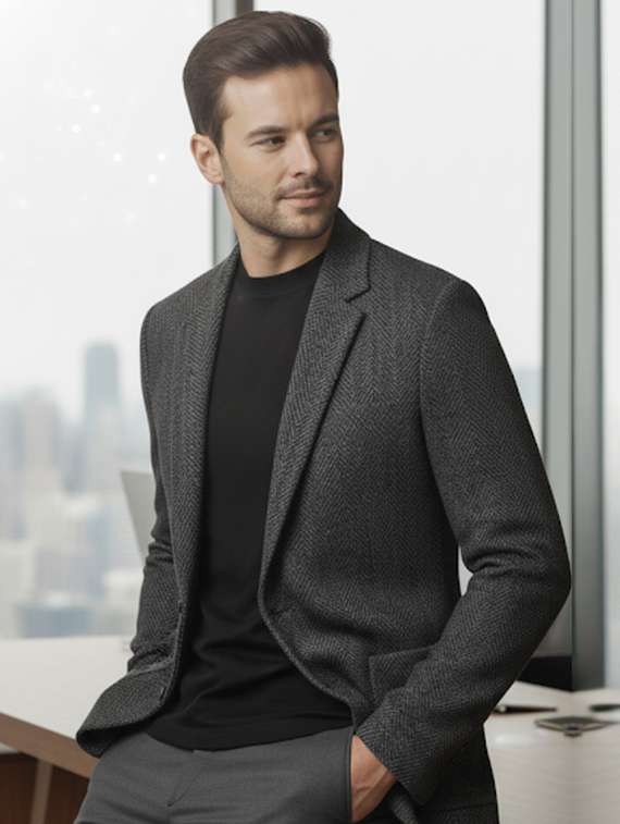 men self design long sleeve winter coat - 22240653 -  Standard Image - 1