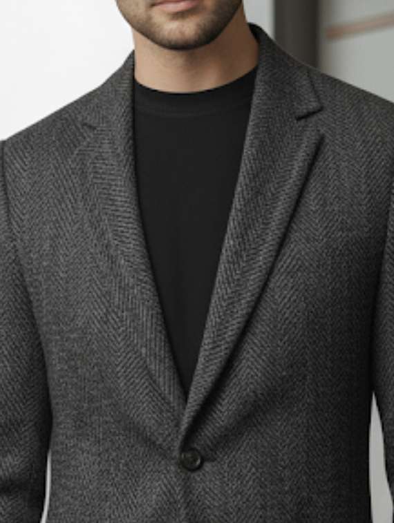 men self design long sleeve winter coat - 22240653 -  Standard Image - 4