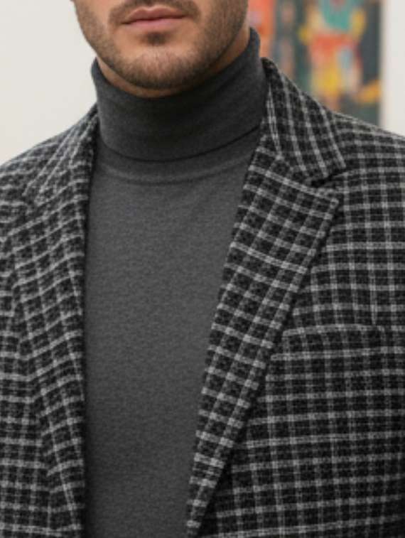 men checkered long sleeve winter coat - 22240654 -  Standard Image - 4