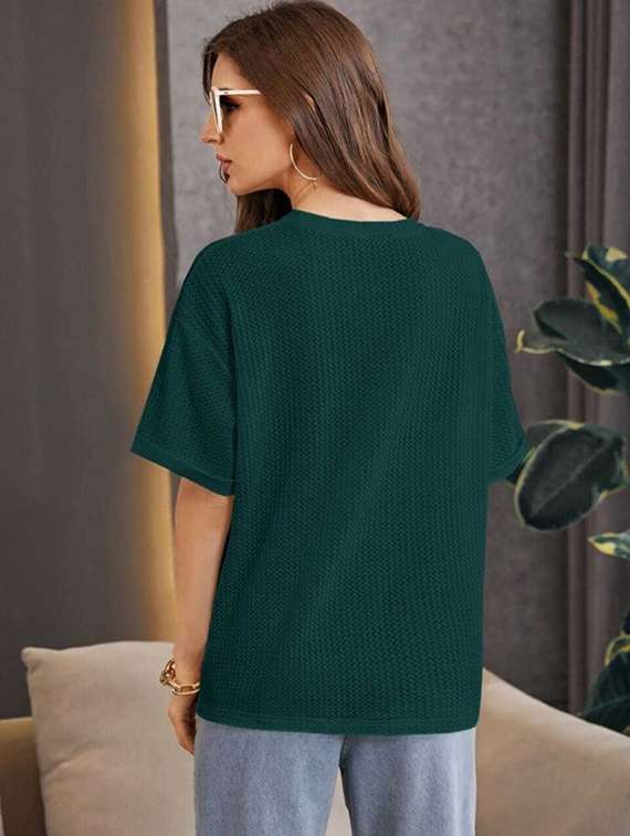 women solid short sleeve oversized t-shirt - 22240666 -  Standard Image - 1