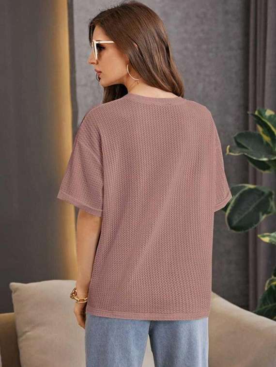 women solid short sleeve oversized t-shirt - 22240672 -  Standard Image - 1