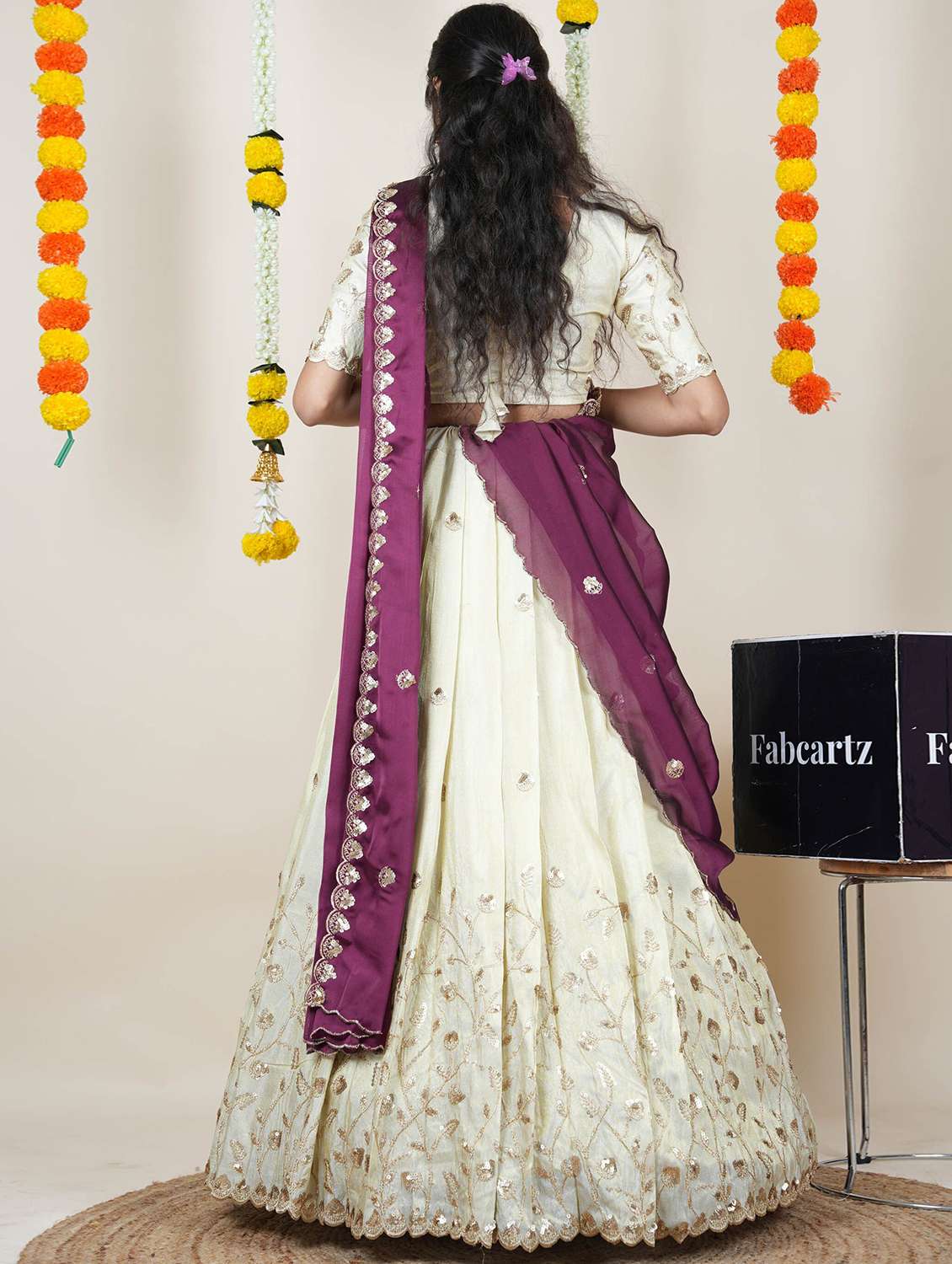 women solid with work unstitched lehenga choli - 22240691 -  Standard Image - 1