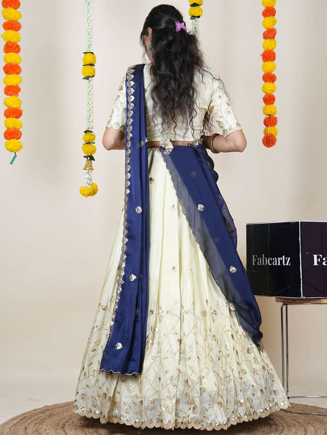 women solid with work unstitched lehenga choli - 22240694 -  Standard Image - 1