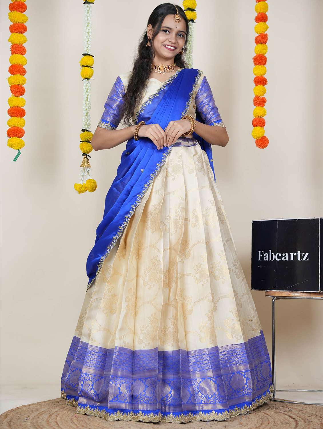 women self design south indian style unstitched lehenga choli