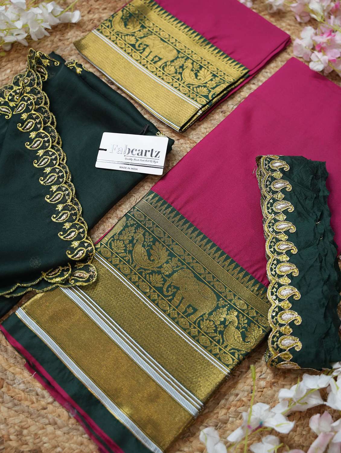 women self design south indian style unstitched lehenga choli - 22240713 -  Standard Image - 4