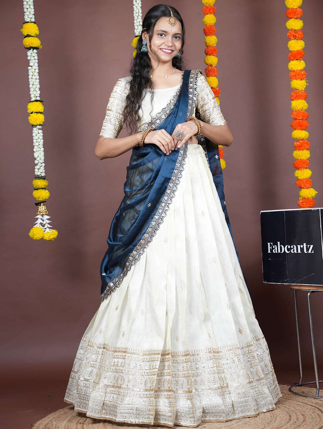 women solid with work unstitched lehenga choli