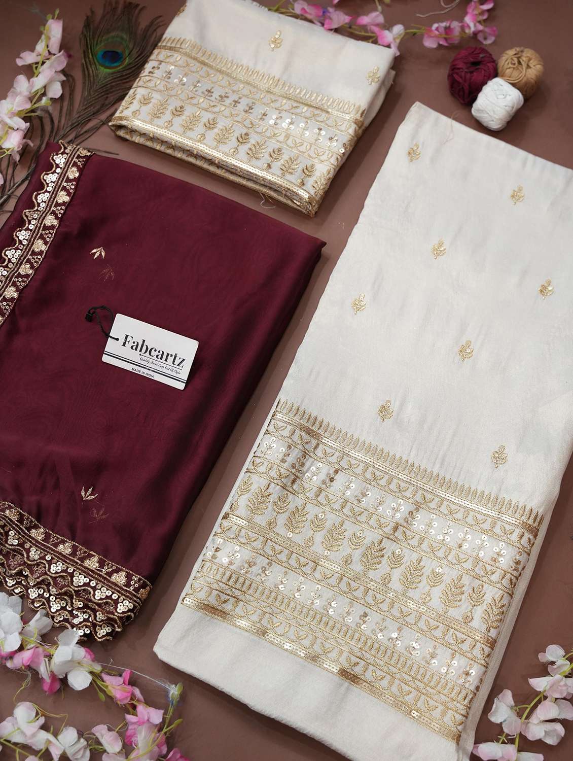 women solid with work unstitched lehenga choli - 22240722 -  Standard Image - 4