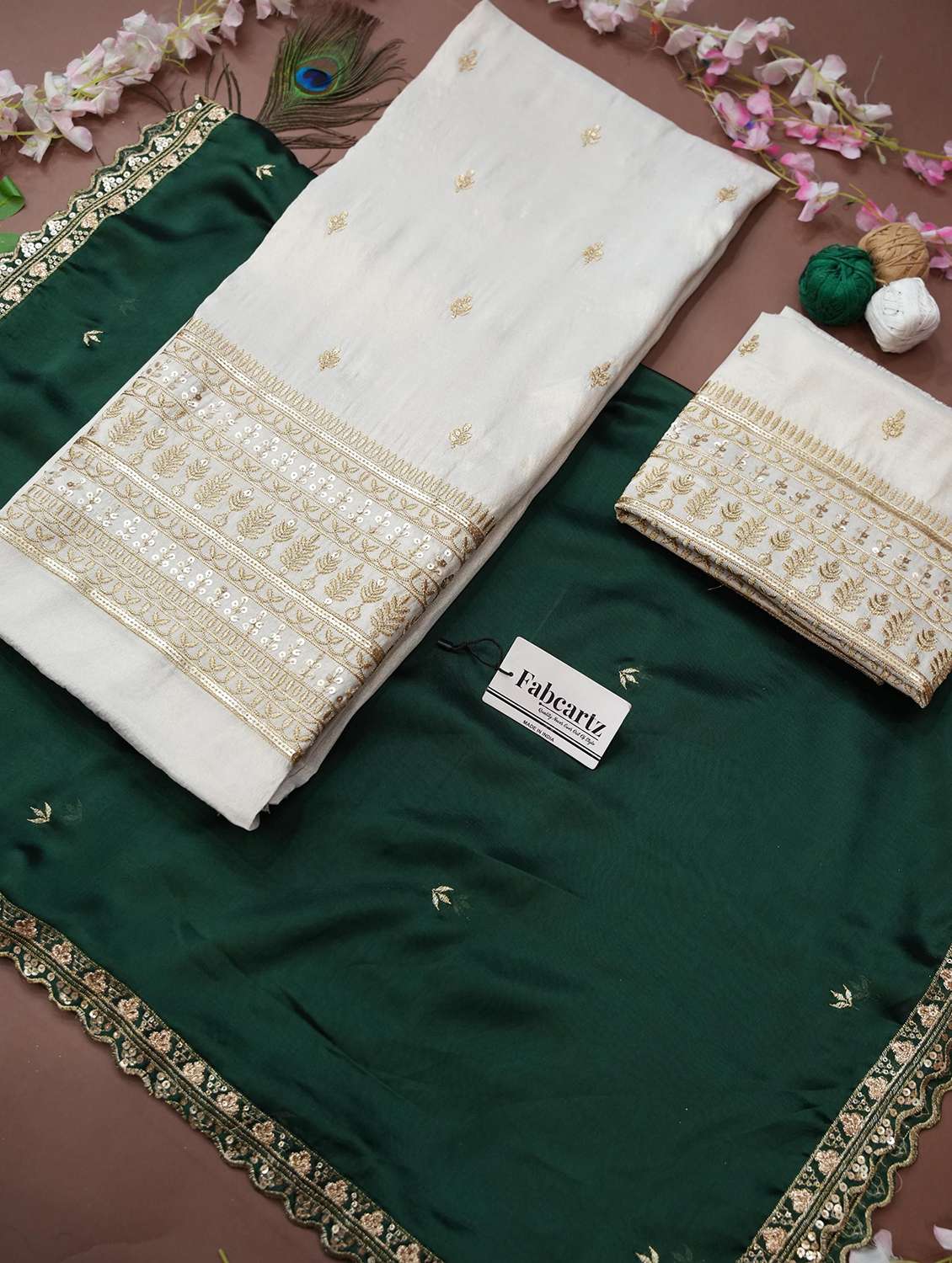 women solid with work unstitched lehenga choli - 22240724 -  Standard Image - 4