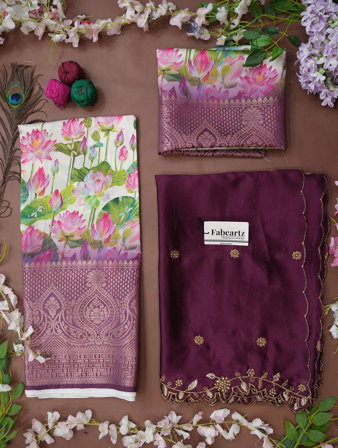 women floral south indian style unstitched lehenga choli - 22240725 -  Standard Image - 1