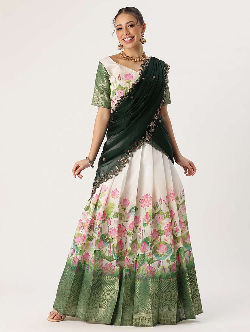 women floral south indian style unstitched lehenga choli