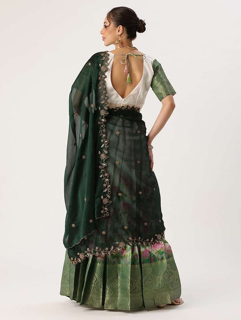 women floral south indian style unstitched lehenga choli - 22240729 -  Standard Image - 1