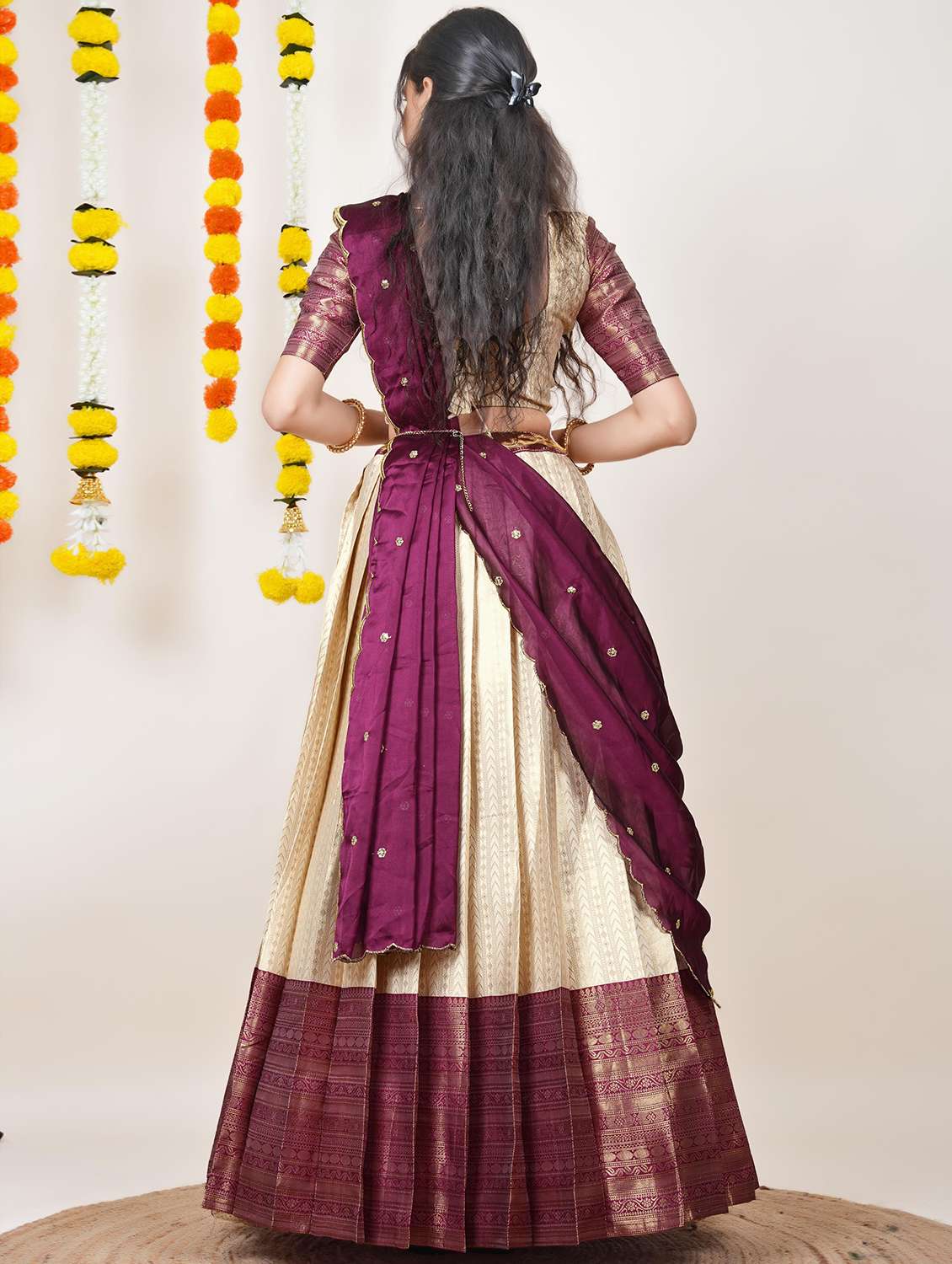 women self design south indian style unstitched lehenga choli - 22240732 -  Standard Image - 1