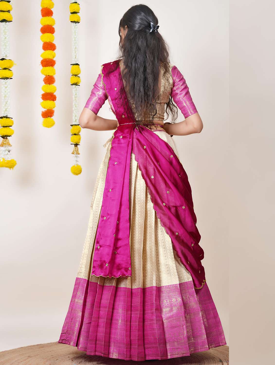 women self design south indian style unstitched lehenga choli - 22240733 -  Standard Image - 1