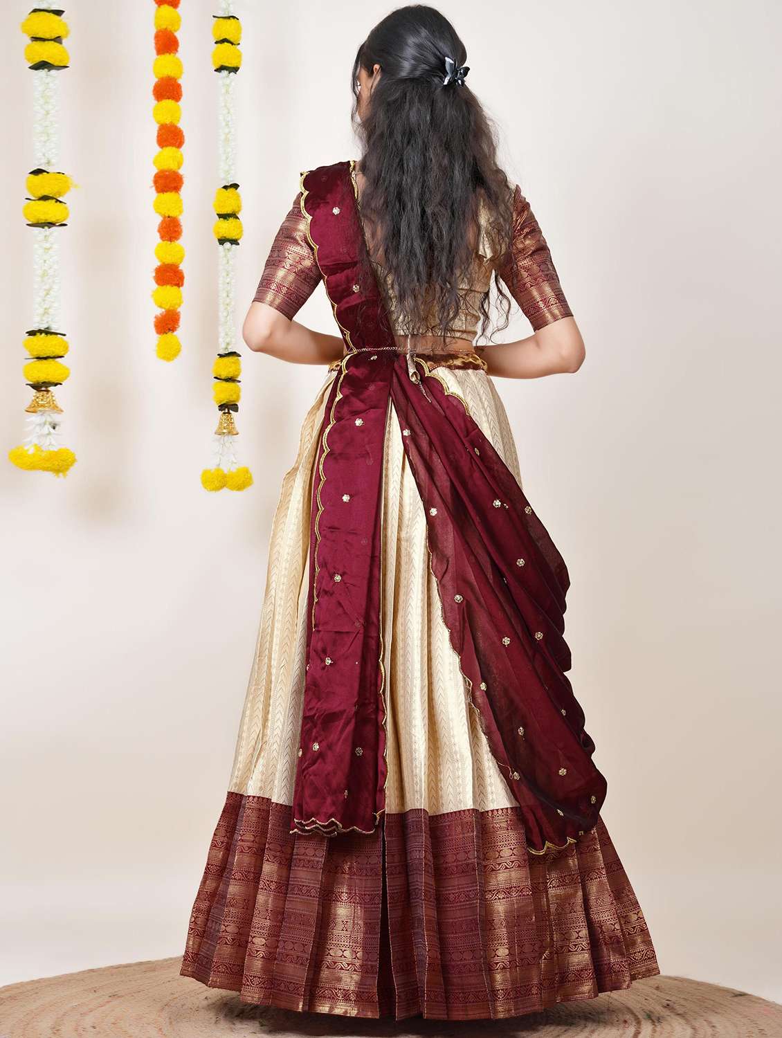 women self design south indian style unstitched lehenga choli - 22240735 -  Standard Image - 1