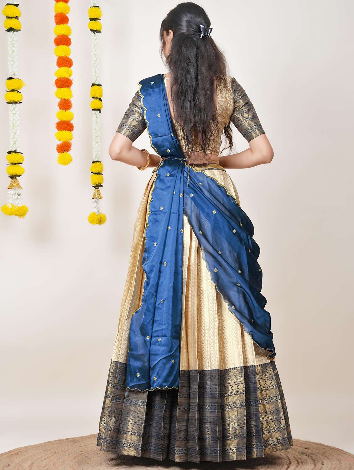 women self design south indian style unstitched lehenga choli - 22240736 -  Standard Image - 1