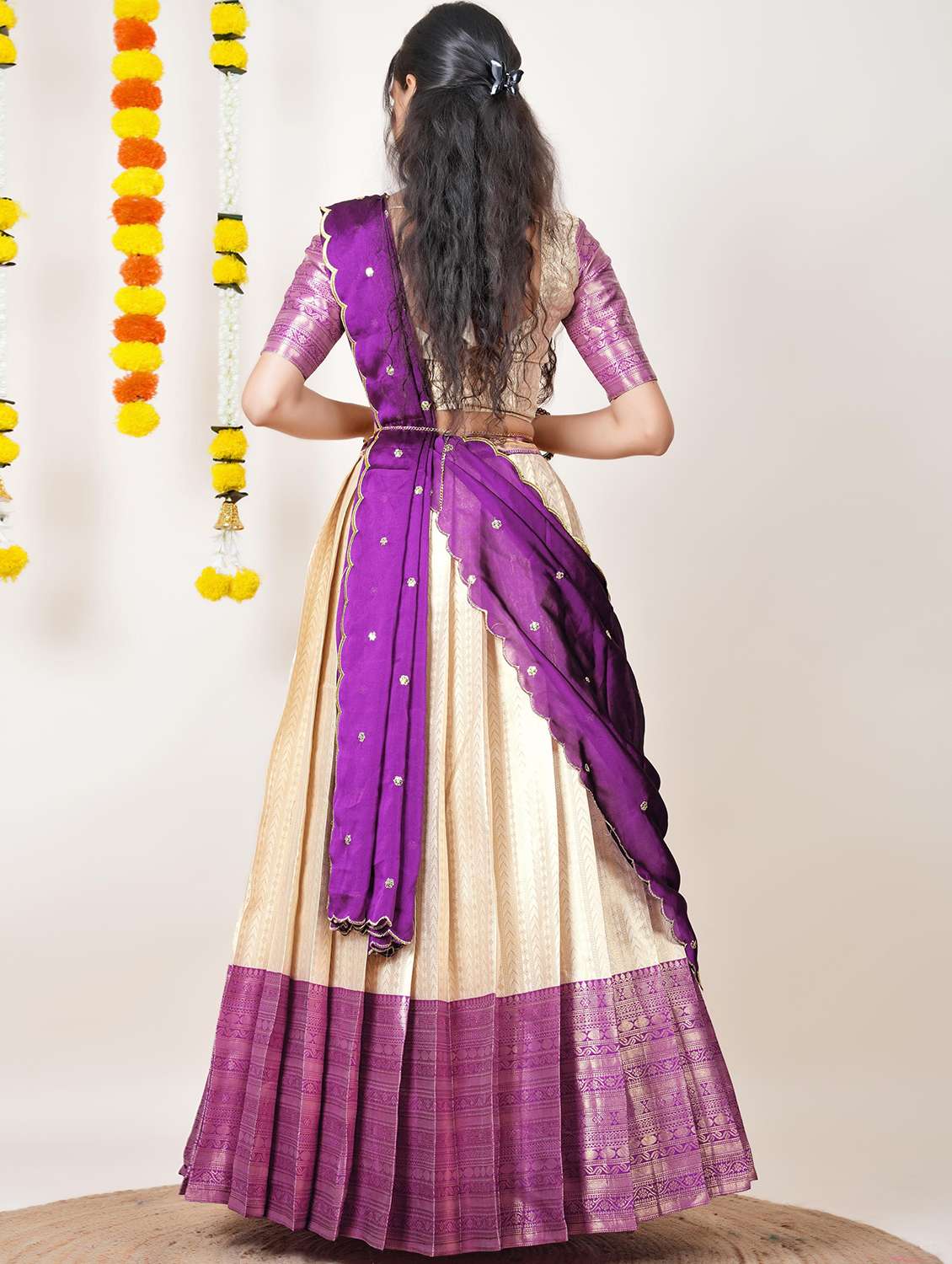 women self design south indian style unstitched lehenga choli - 22240737 -  Standard Image - 1