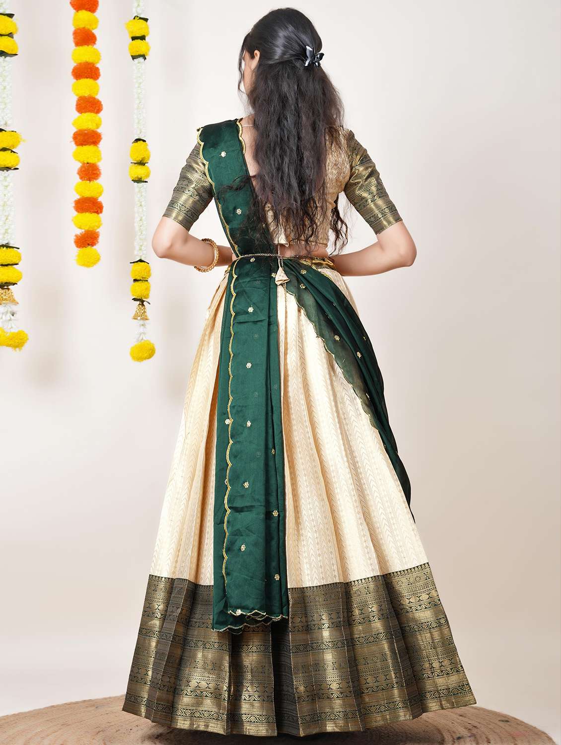 women self design south indian style unstitched lehenga choli - 22240739 -  Standard Image - 1