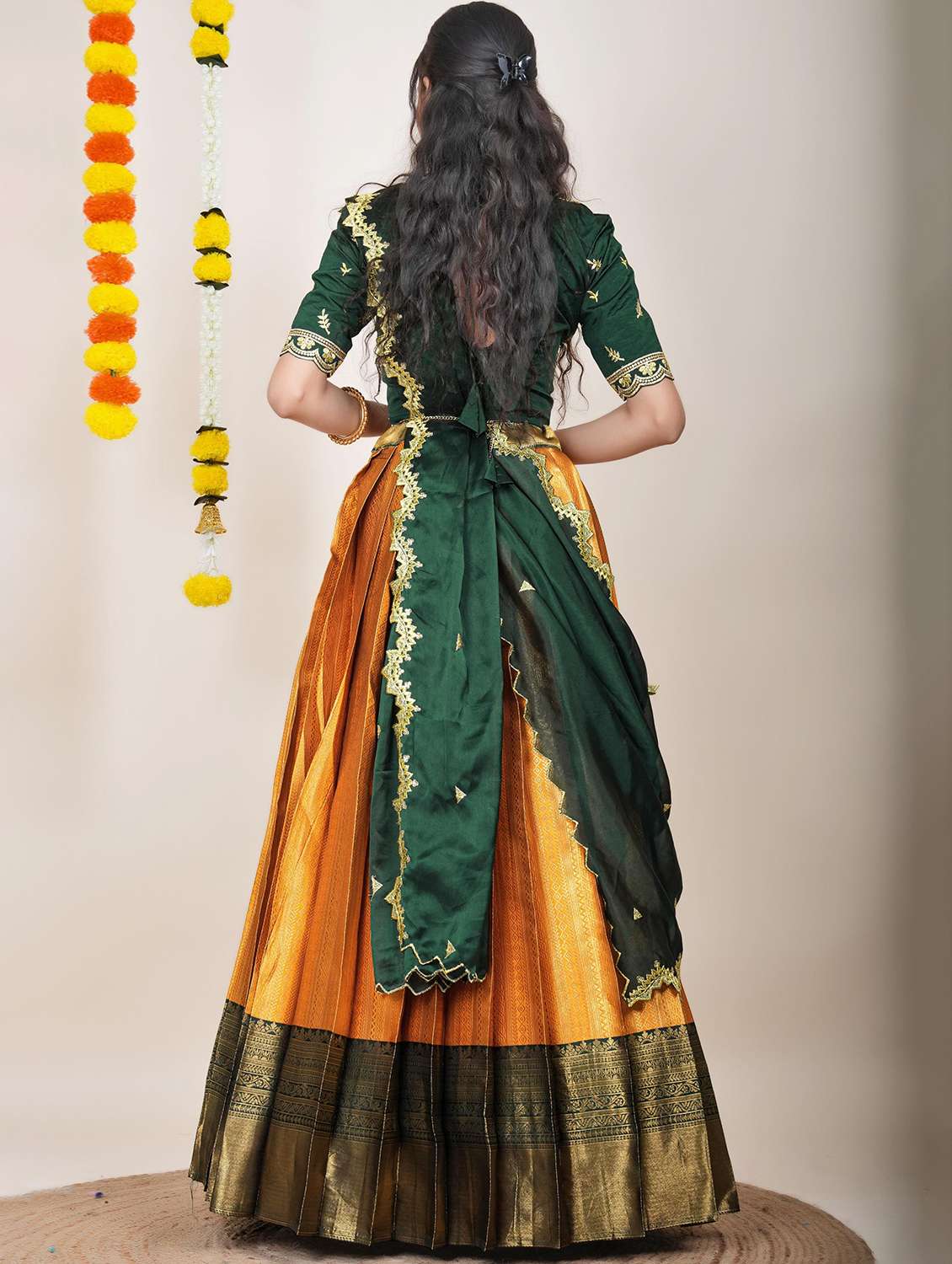 women self design south indian style unstitched lehenga choli - 22240741 -  Standard Image - 1