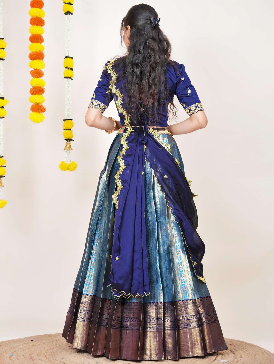 women self design south indian style unstitched lehenga choli - 22240743 -  Standard Image - 1