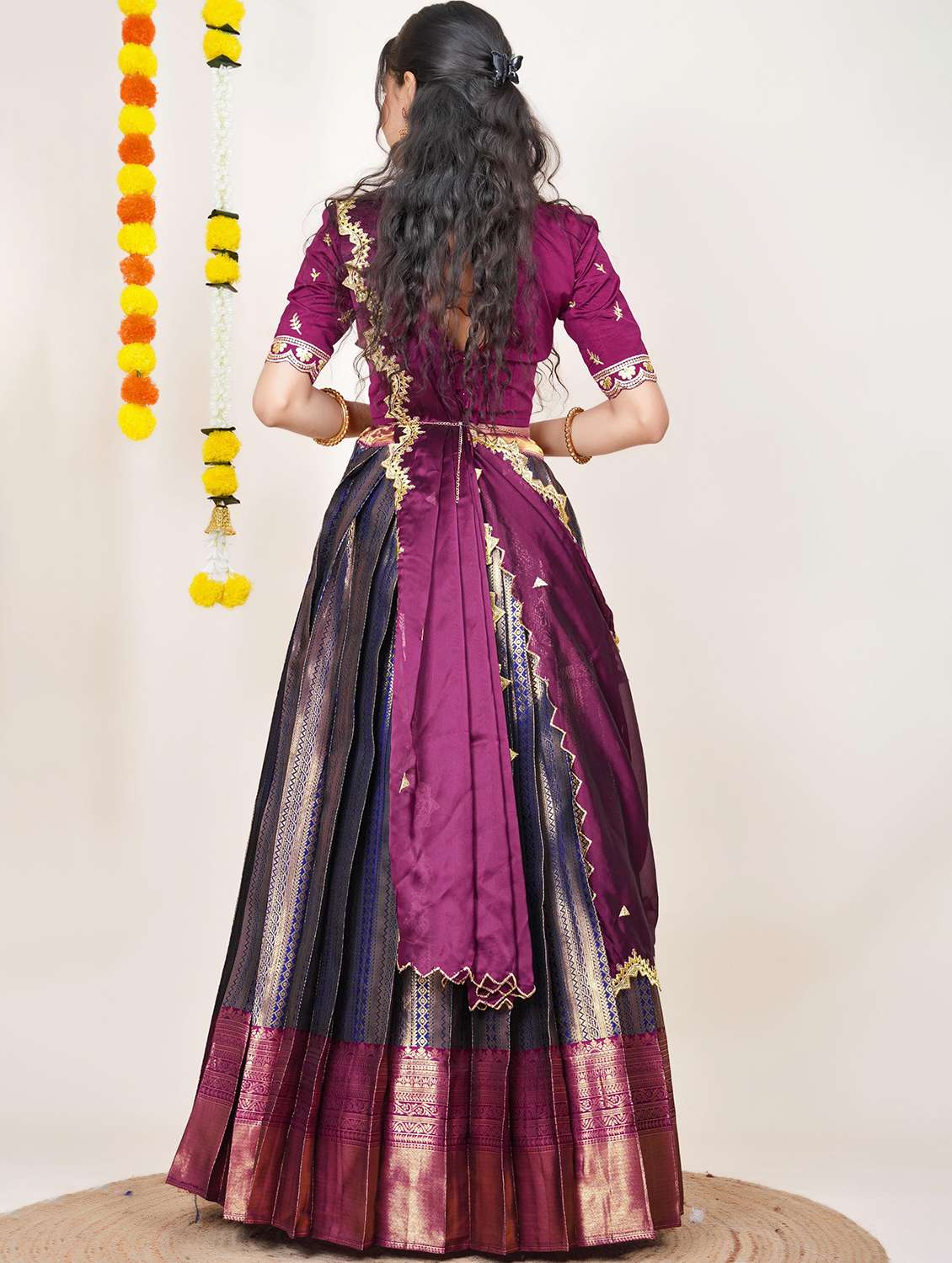 women self design south indian style unstitched lehenga choli - 22240744 -  Standard Image - 1