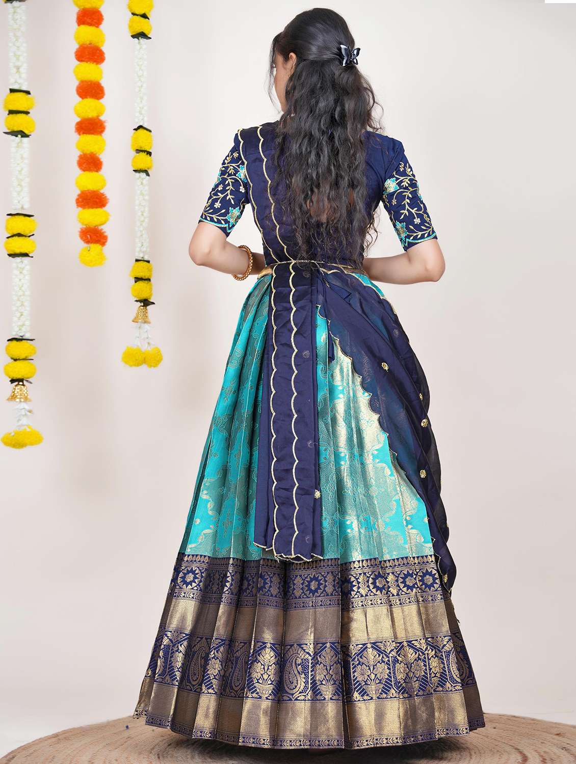 women self design south indian style unstitched lehenga choli - 22240746 -  Standard Image - 1