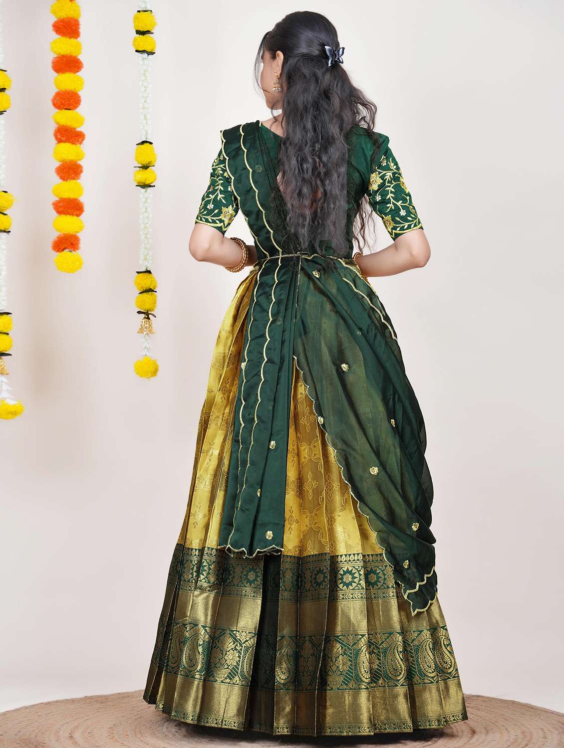 women self design south indian style unstitched lehenga choli - 22240747 -  Standard Image - 1