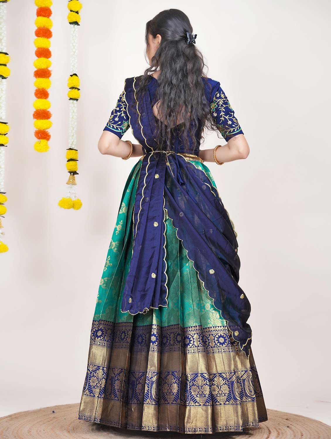 women self design south indian style unstitched lehenga choli - 22240749 -  Standard Image - 1