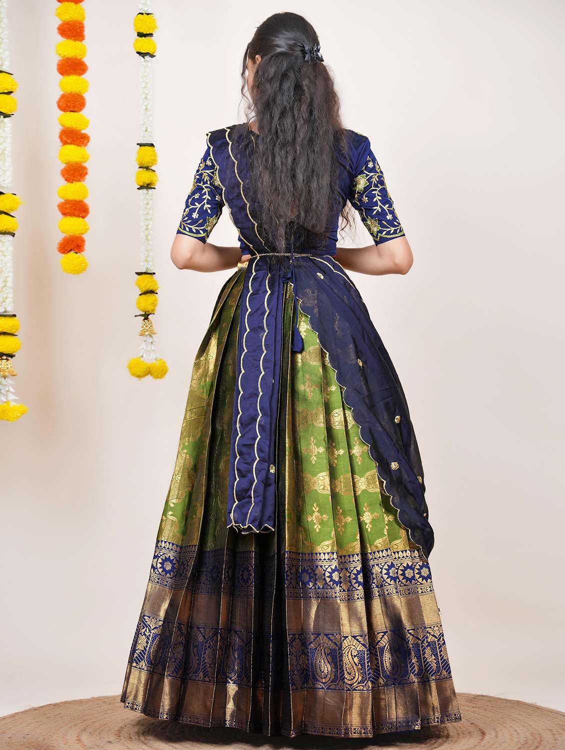 women self design south indian style unstitched lehenga choli - 22240750 -  Standard Image - 1