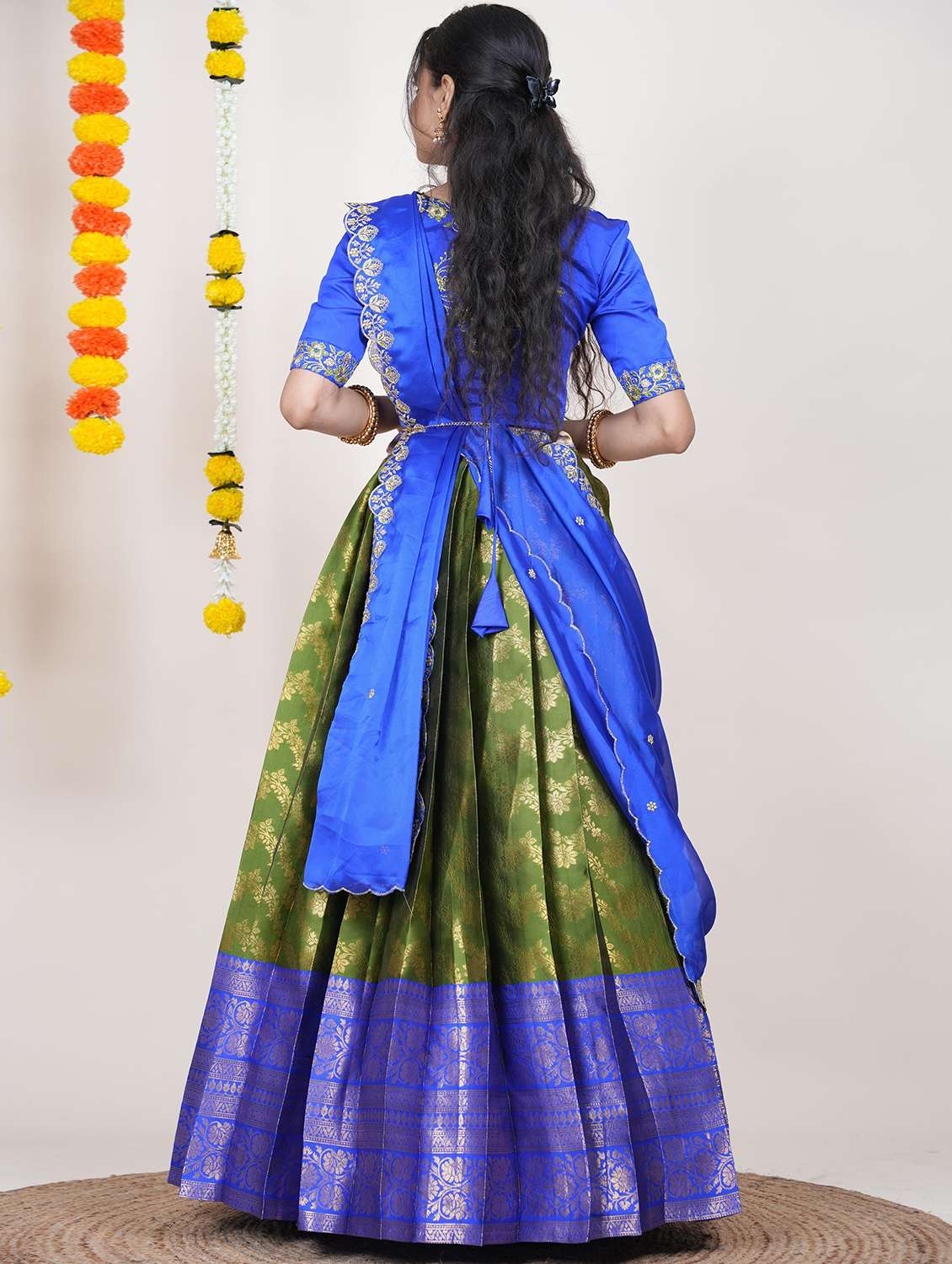 women self design south indian style unstitched lehenga choli - 22240751 -  Standard Image - 1