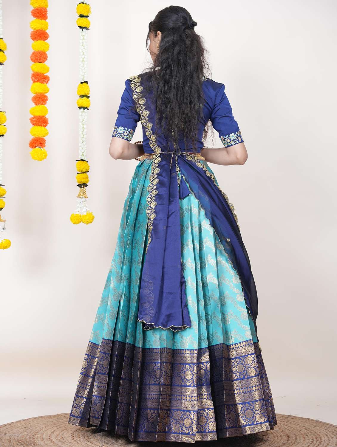 women self design south indian style unstitched lehenga choli - 22240752 -  Standard Image - 1