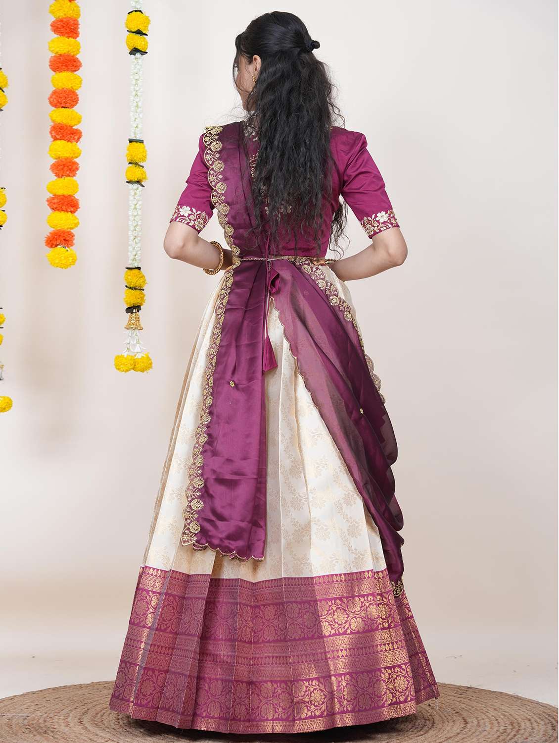 women self design south indian style unstitched lehenga choli - 22240754 -  Standard Image - 1