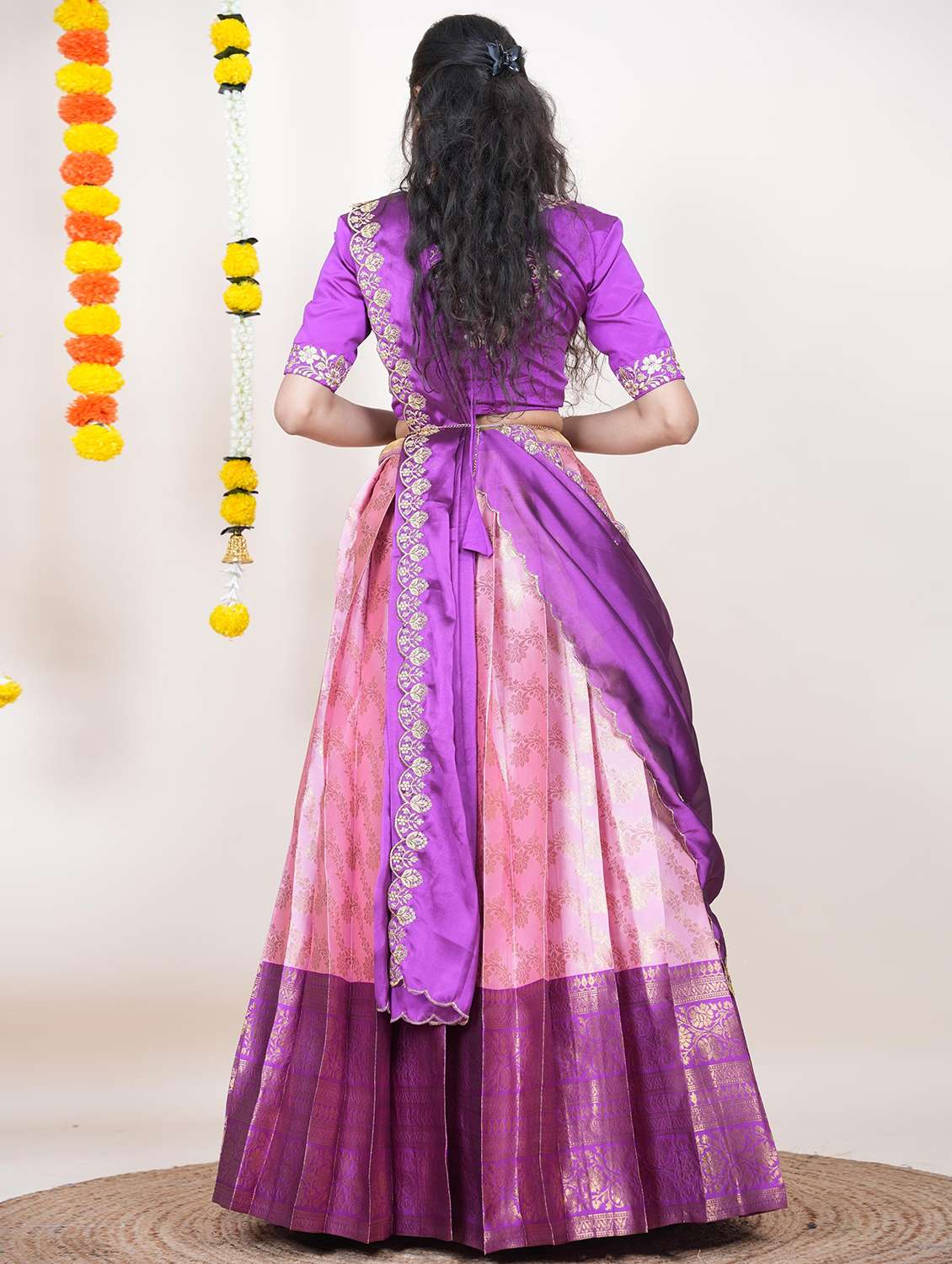 women self design south indian style unstitched lehenga choli - 22240755 -  Standard Image - 1